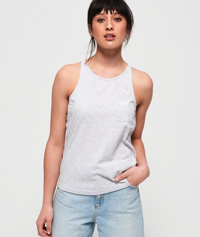Superdry Women’s Orange Label Essential Tank Top Light Grey / Ice Marl – Size: 12