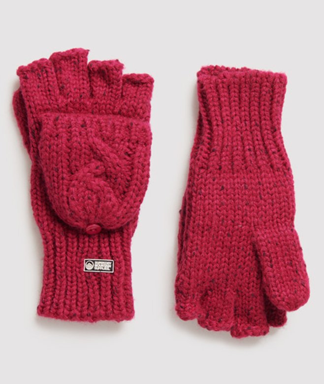 Superdry Gracie Handschoenen met Kabelpatroon Roze