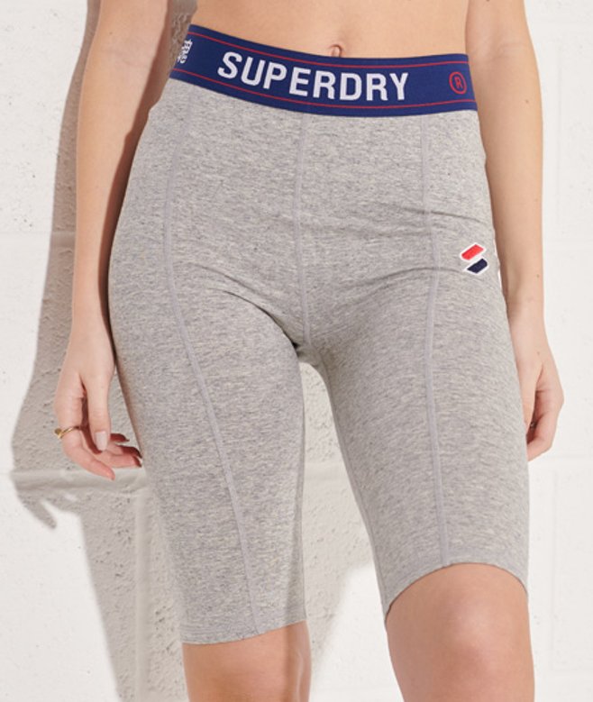 Superdry Women's Sportstyle Essential Cycling Shorts Light Grey / Grey Slub Grindle