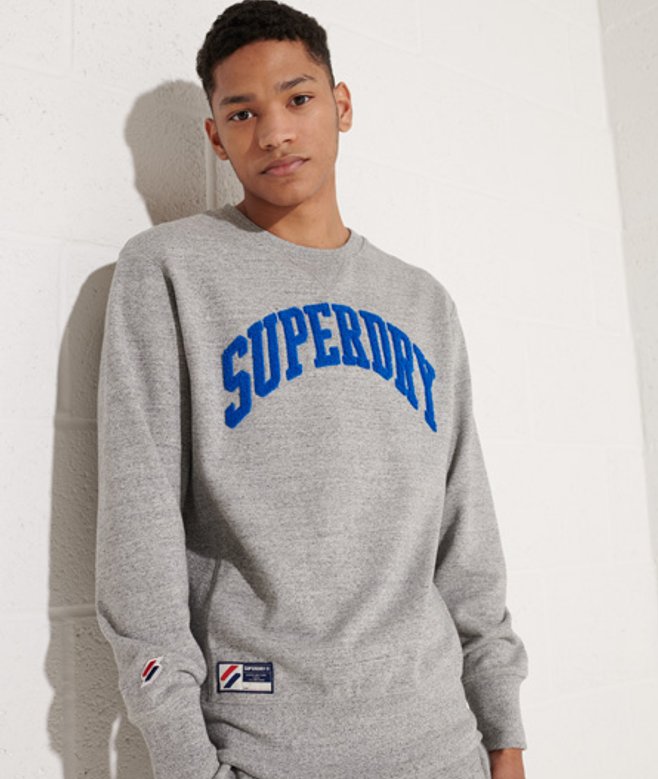 Superdry Varsity Arch Sweatshirt met Ronde Hals Lichtgrijs