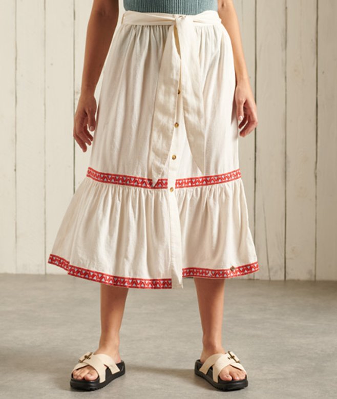 Superdry Women's Midi Skirt Cream / Buttercream