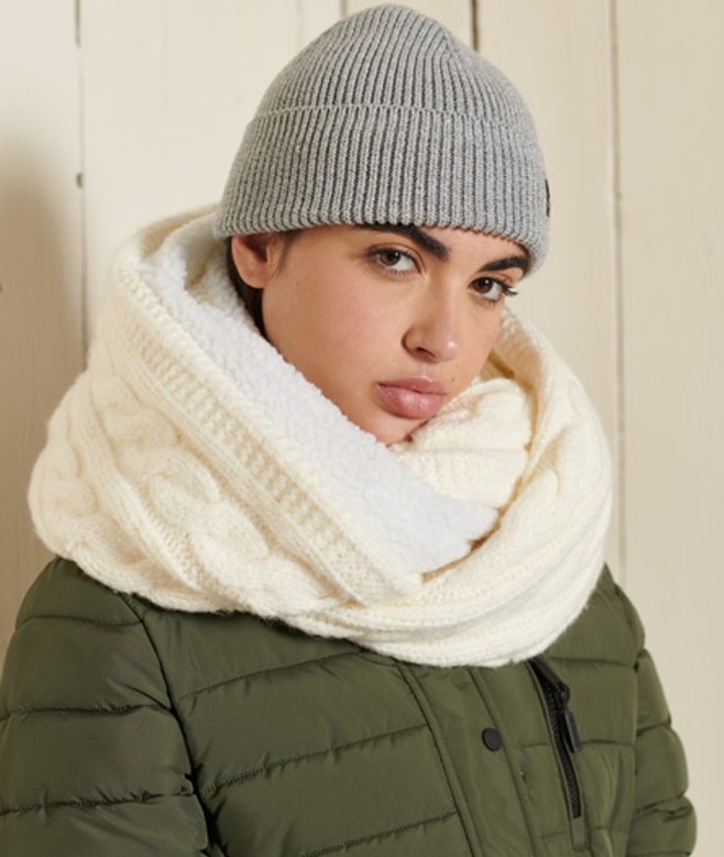 Tweed Colsjaal met Kabelpatroon Wit Grootte: 1SIZE afbeelding