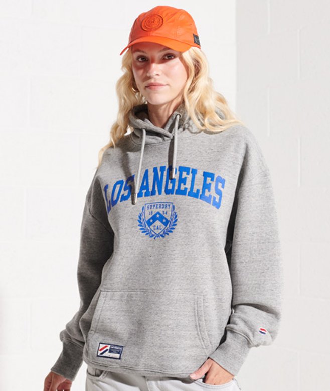 Superdry Oversized City College Hoodie Lichtgrijs