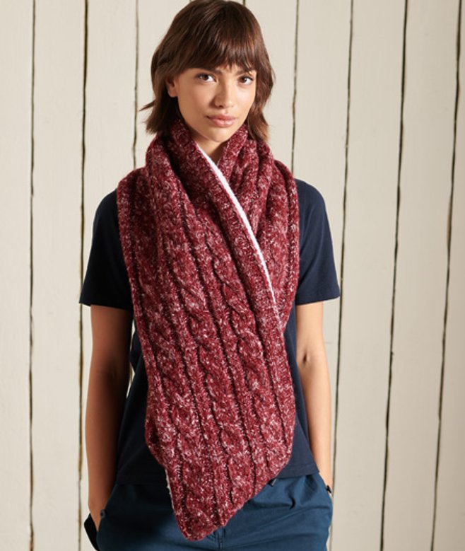 Tweed Colsjaal met Kabelpatroon Rood Grootte: 1SIZE afbeelding