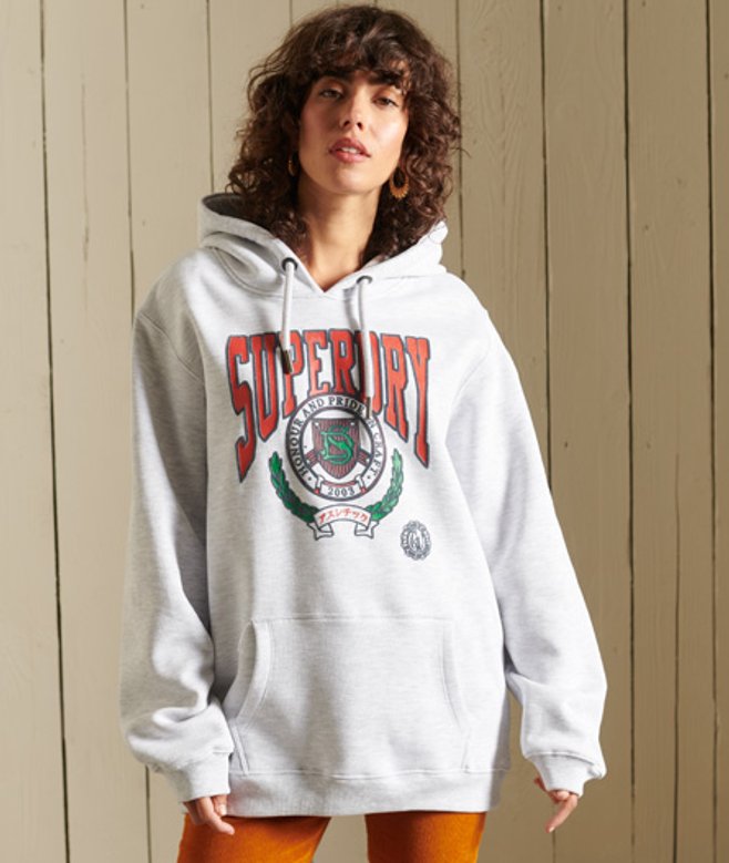 Superdry Boho Ana Hoodie met Grafische Print Lichtgrijs