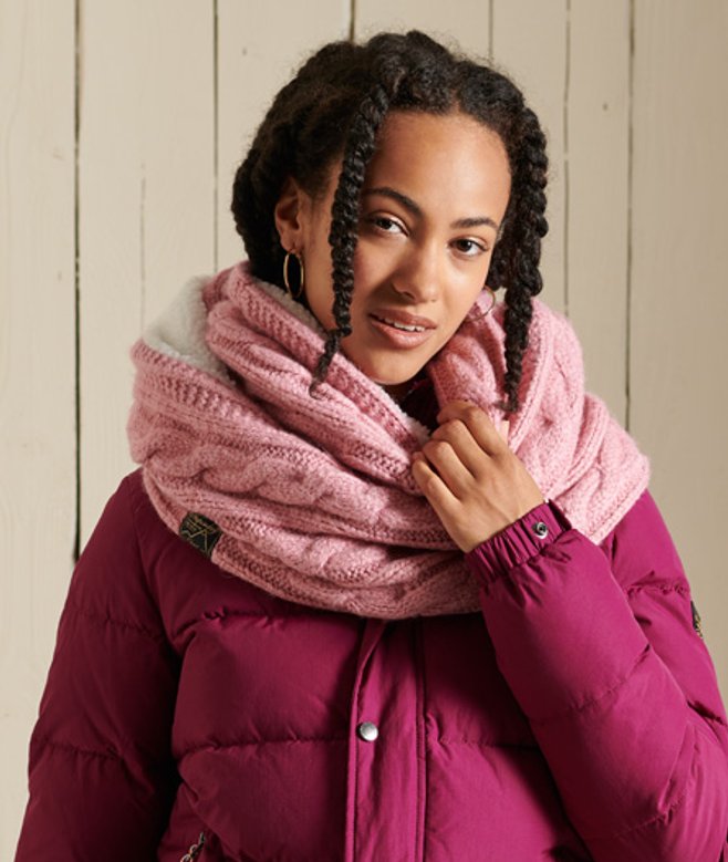 Tweed Colsjaal met Kabelpatroon Roze Grootte: 1SIZE afbeelding