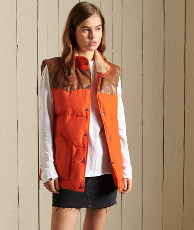 Oversized Bodywarmer van Leermix