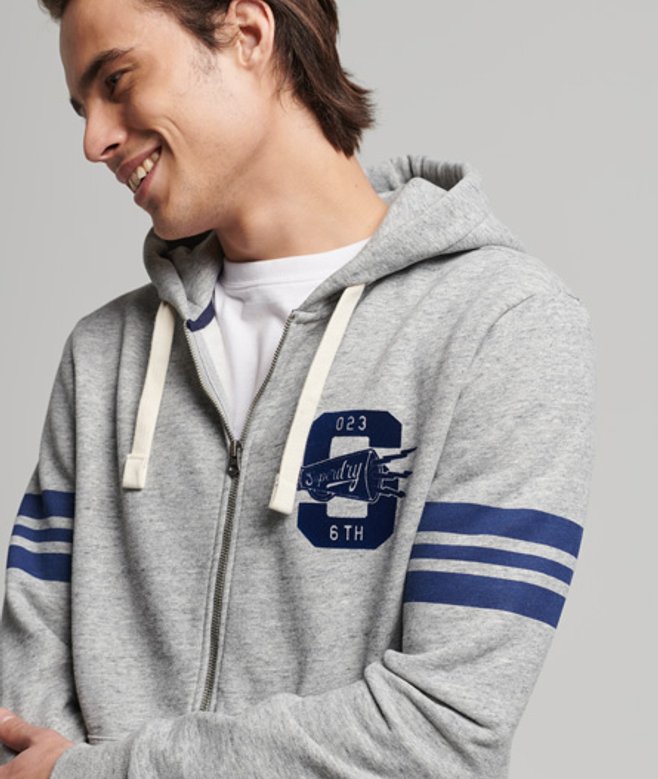 Vintage Athletic Hoodie met Rits