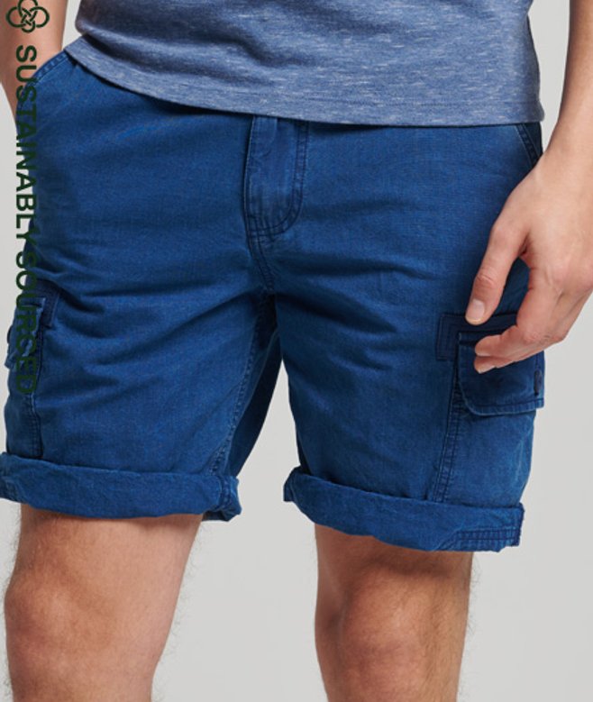 Vintage Cargoshort van Biologisch Katoen Blauw Grootte: 30 afbeelding