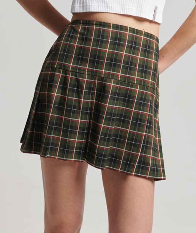 Women's Vintage Tweed Pleat Mini Skirt / /orange Check - Size: 10 - Superdry - Modalova