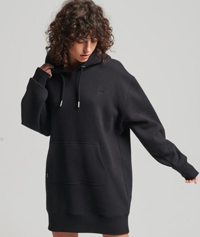 Vintage Logo Oversized Hoodiejurk met Borduursel Zwart Grootte: M/L afbeelding