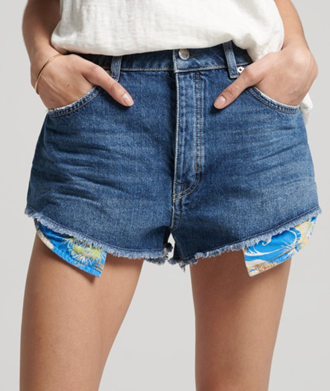 Vintage Cut Off Short met Hoge Taille