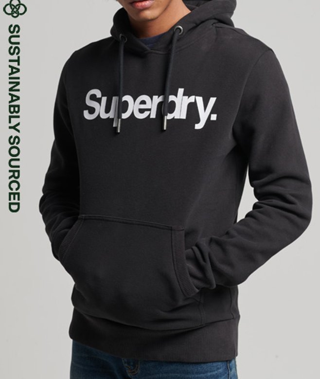 Superdry Core Logo Graphic Hoodie van Biologisch Katoen Zwart