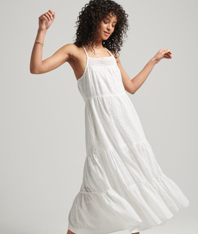 Superdry Women's Vintage Lace Cami Maxi Dress White / Brilliant White