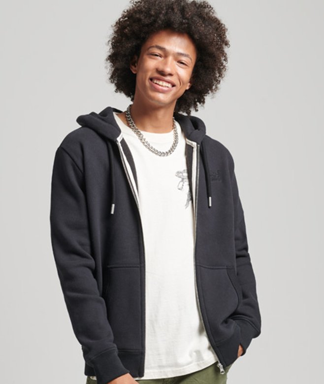 Geborduurde Vintage Logo Hoodie van Biologisch Katoen met Rits