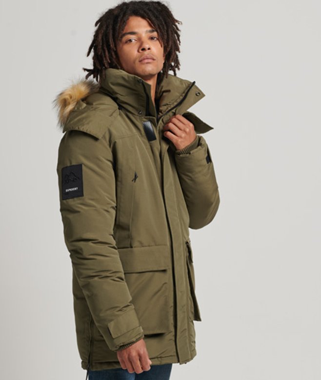 Everest Parka met Capuchon met Imitatiebont Khaki Grootte: L afbeelding