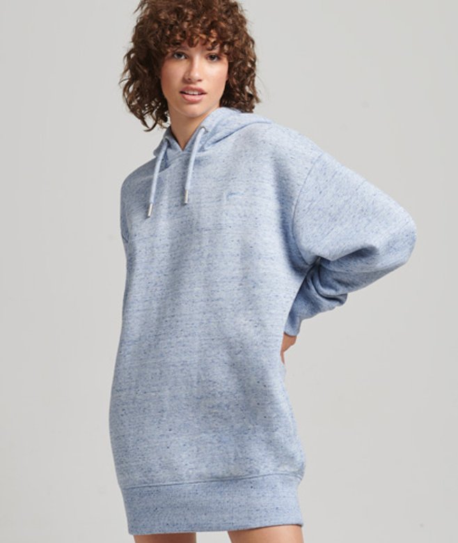 Superdry Women's Organic Cotton Embroidered Logo Sweat Dress Light Blue / LA Blue Marl