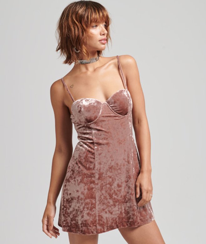 Superdry Women's Velvet Cupped Mini Cami Dress Pink / Crush Pink