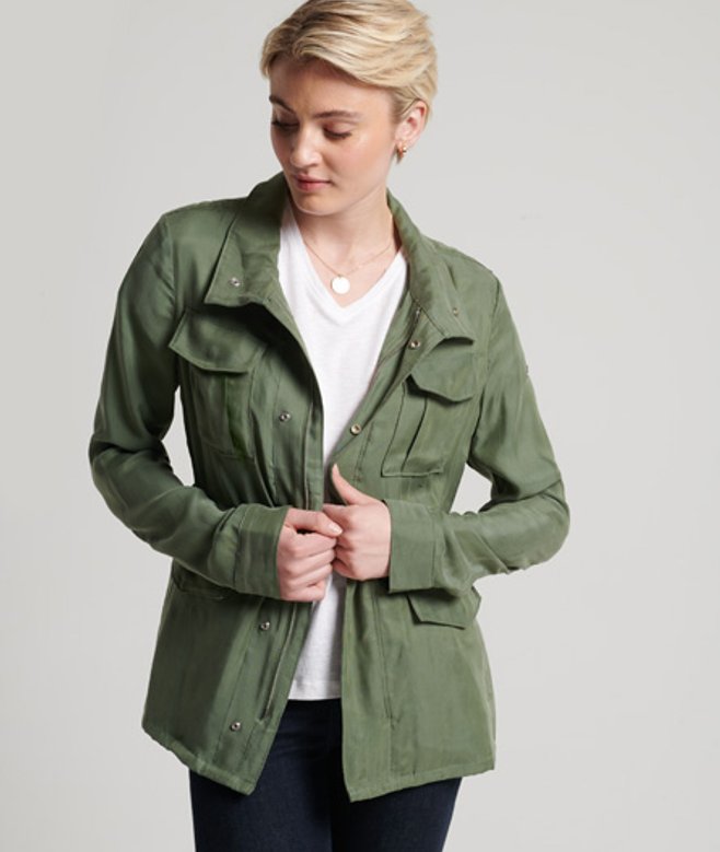 Women's Cupro M65 Jacket Green / Thyme - Size: 14 - Superdry - Modalova
