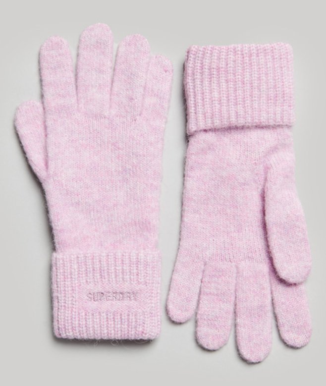 Superdry Essential Geribde Handschoenen Roze