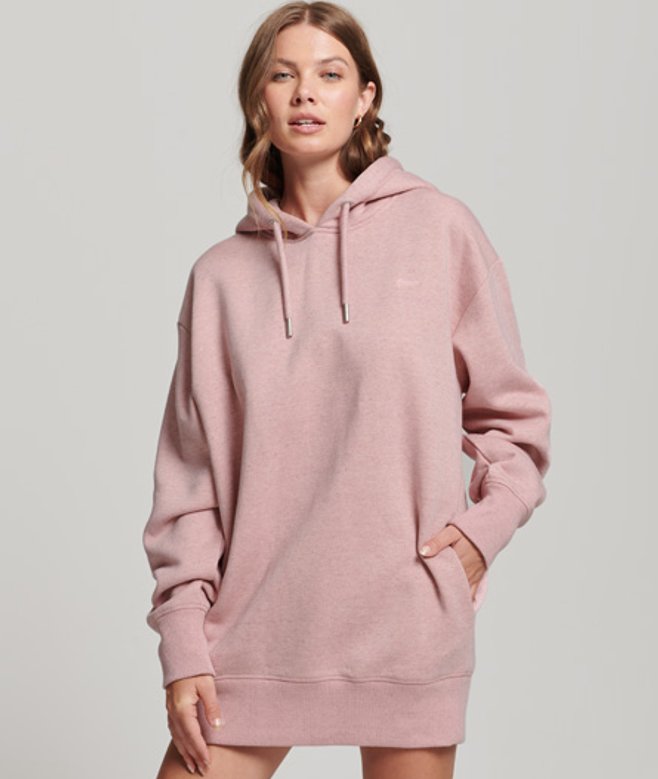 Superdry Women's Organic Cotton Embroidered Logo Sweat Dress Pink / LA Soft Pink Marl