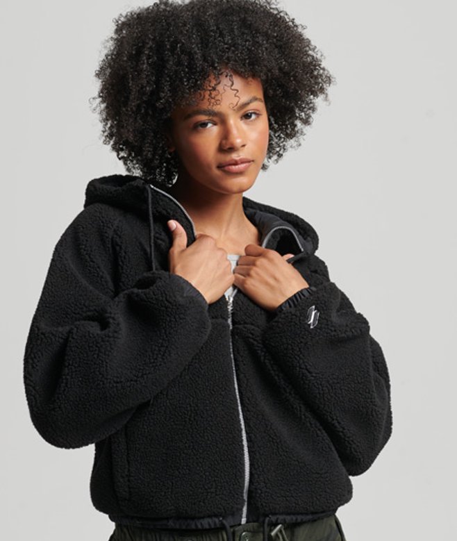 Teddy Hoodie van Borgstof met Rits