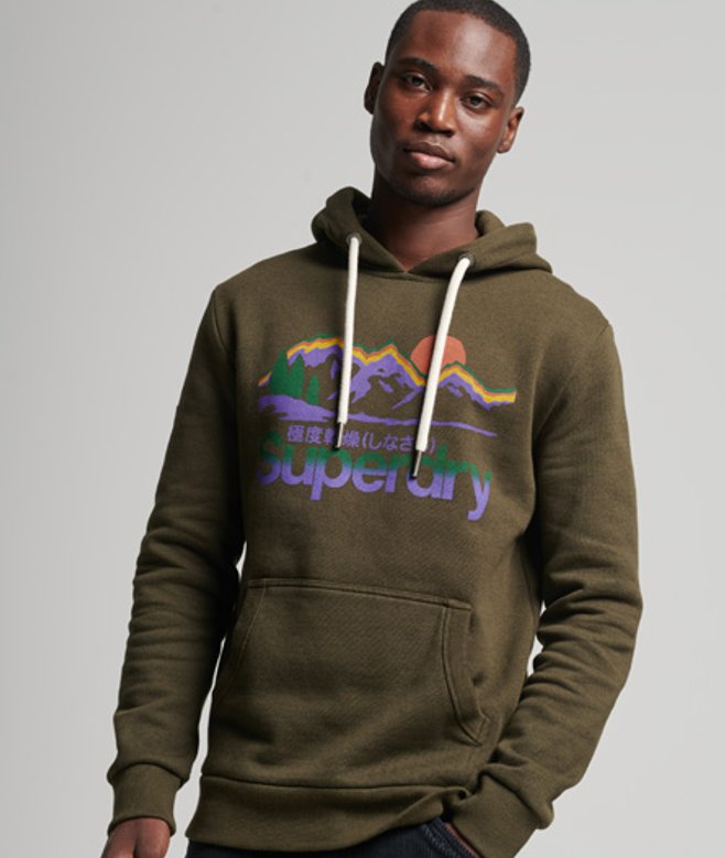 Superdry Vintage Core Logo Great Outdoors Hoodie Khaki