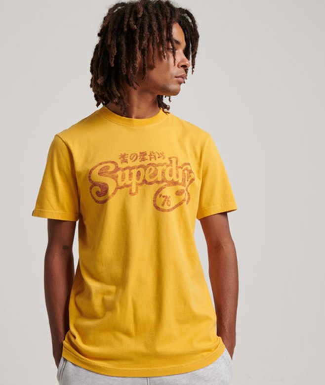 Nostalgia Script T-shirt Geel Grootte: M afbeelding