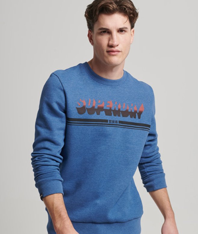 Superdry Vintage Shadow Trui met Ronde Hals Blauw