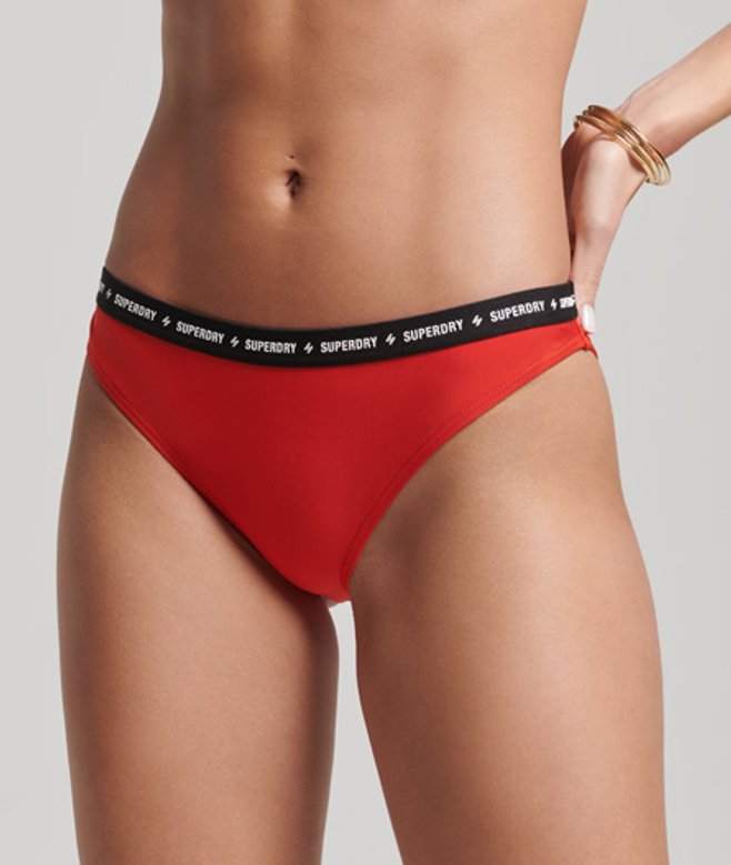 Superdry Women's Micro Elastic Recycled Bikini Briefs Red / Sunset Red