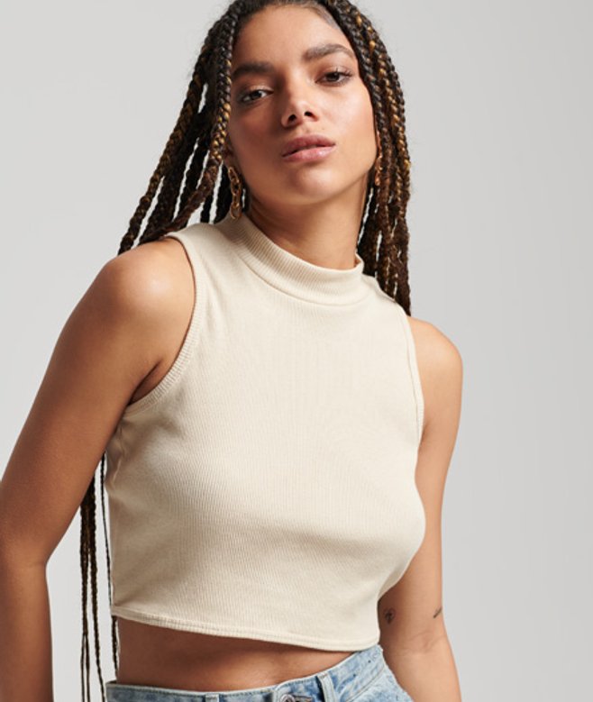 Kort Tanktopje met Hoge Hals