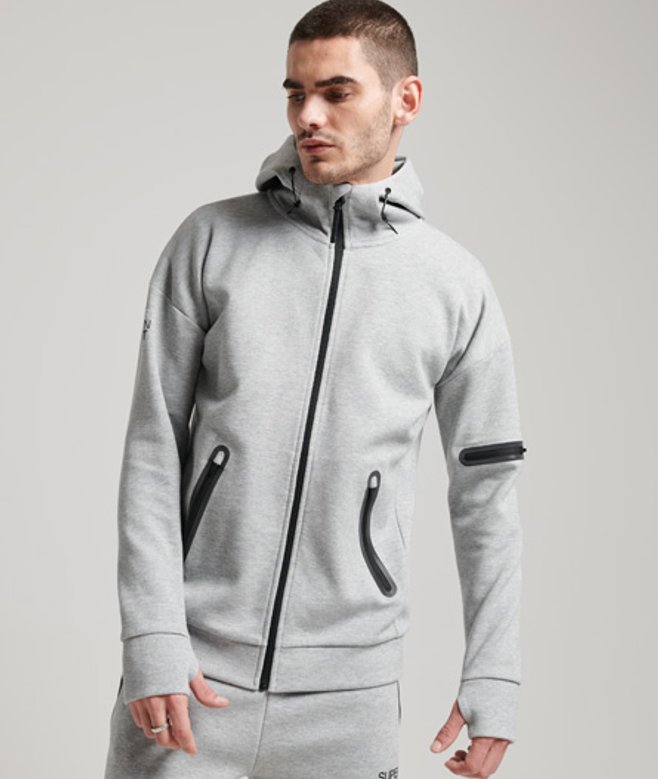 Superdry Gymtech Hoodie met Rits Grijs