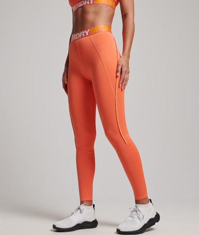 Elastische Strakke Legging met Train-merklogo Oranje Grootte: 38 afbeelding