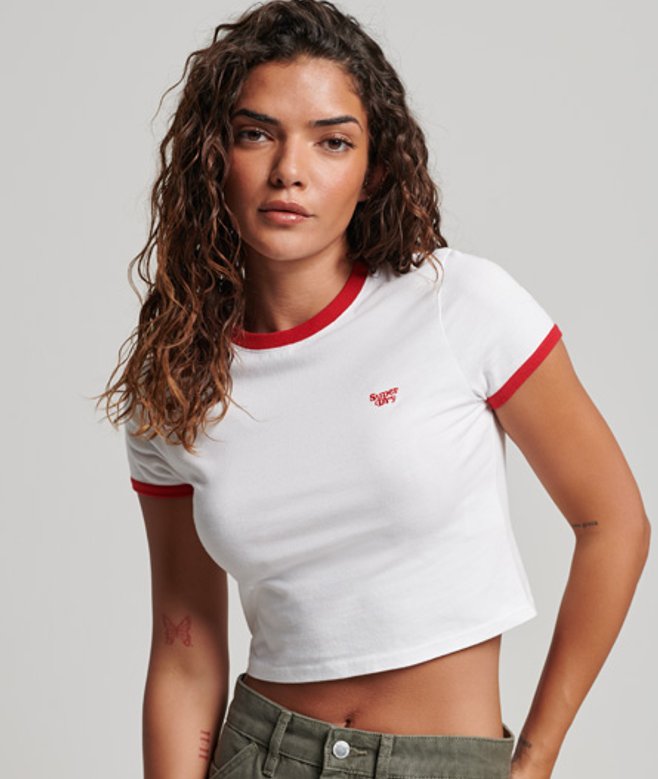 Kort T-shirt van Biologisch Katoen met Bies