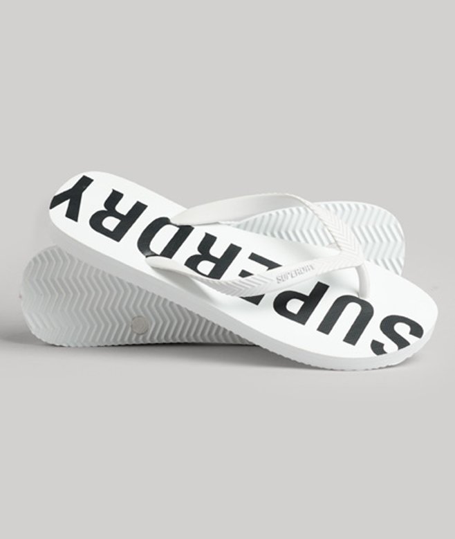 Superdry Men's Men's Classic Embossed Code Core Sport Flip Flops, White and Black