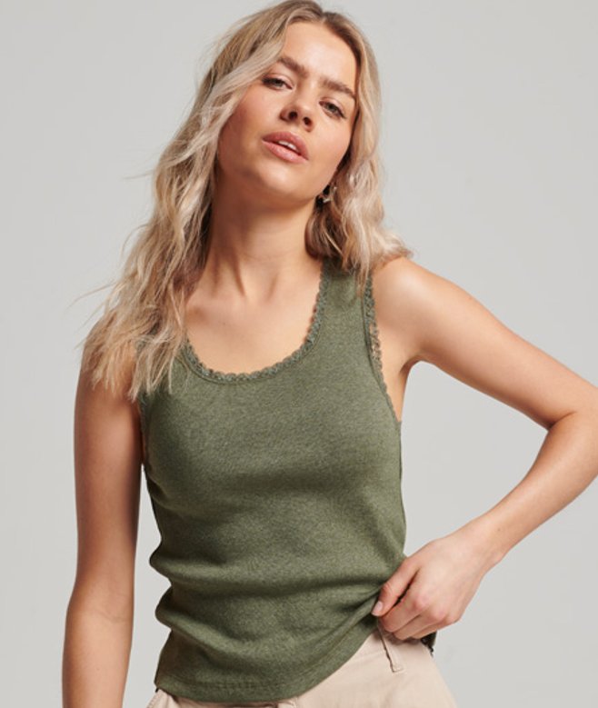 Superdry Athletic Essentials Hemdtopje met Kanten Rand Groen