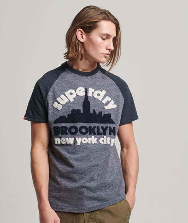 Vintage Great Outdoors T-shirt met Raglanmouwen en Appliqué Blauw Grootte: L afbeelding