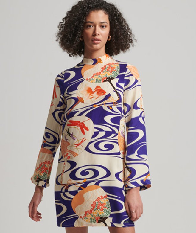 Superdry Mini-jurk met Print en Lange Mouwen Multi