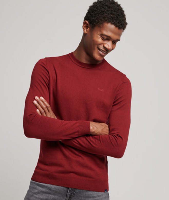 Superdry & Co Men's Organic Cotton Cashmere Blend Crew Neck Jumper Red / Vineyard Red
