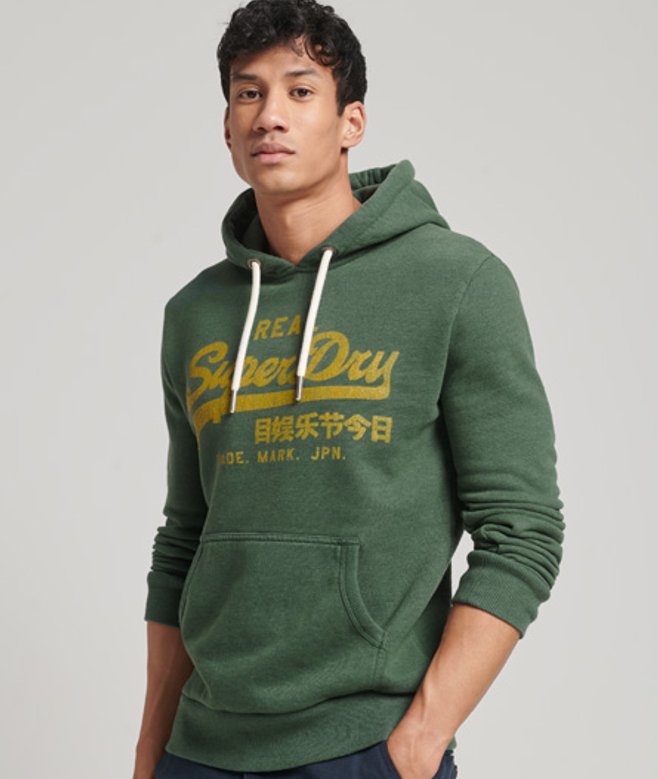Superdry Gem&ecirc;leerde Vintage Logo Hoodie Groen