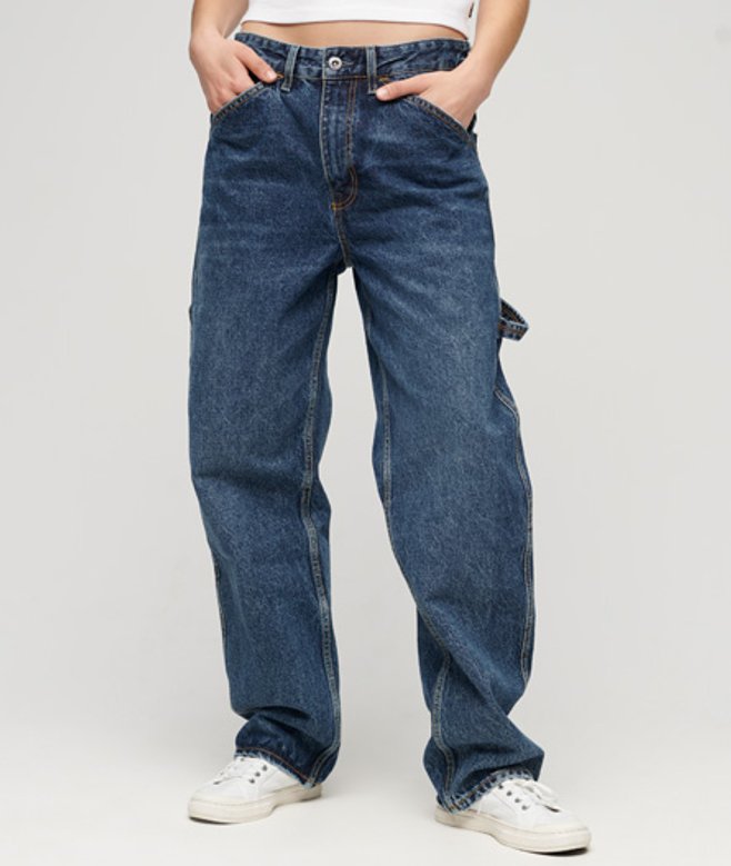 Superdry Women's Organic Cotton Vintage Carpenter Jeans Dark Blue / Palms Dark Blue