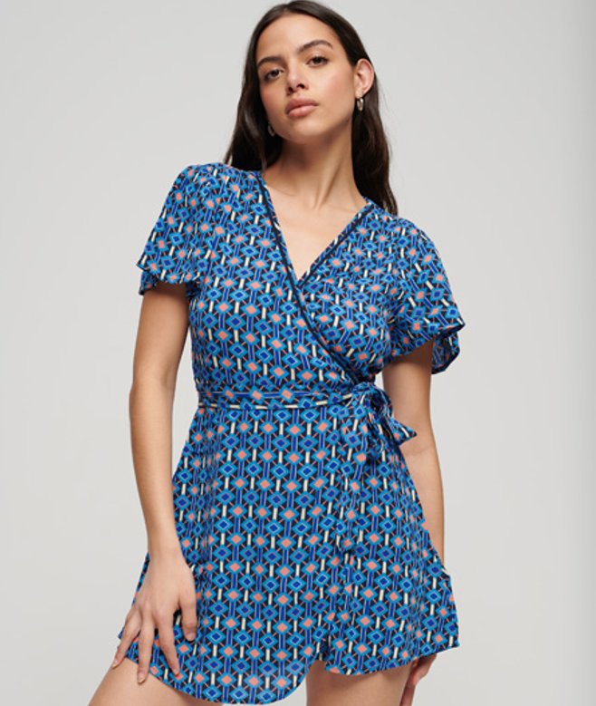 Vintage Mini-wikkeljurk Blauw Grootte: 34 afbeelding