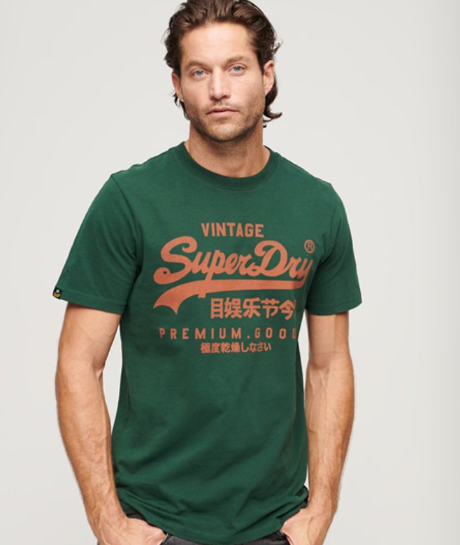 Premium Goods T-shirt met Vintage Logo Groen Grootte: M afbeelding