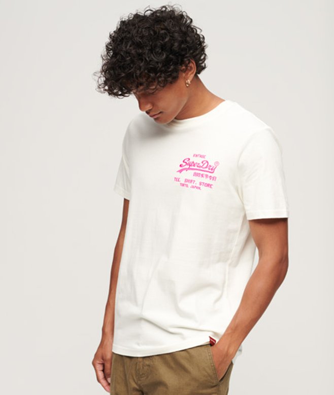 Neon Vintage Logo T-shirt Crème Grootte: S afbeelding