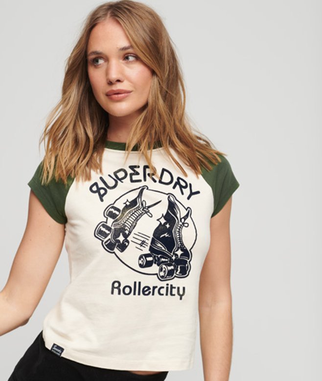 Roller Baseball Mini-t-shirt met Grafische Print Crème Grootte: 38 afbeelding