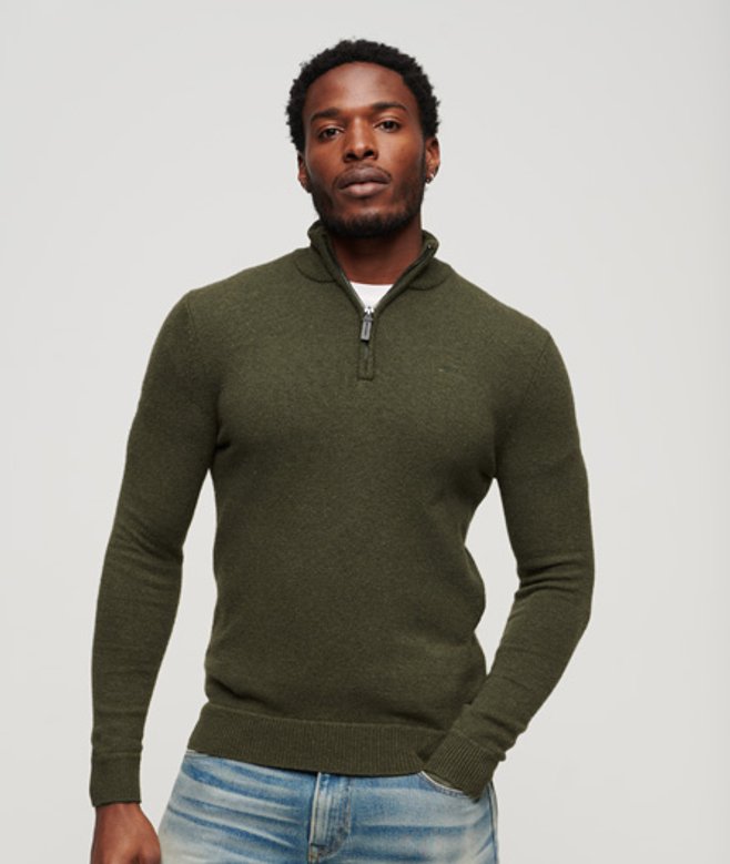 Gebreide Essential Trui met Borduursel en Halve Rits Groen Grootte: M afbeelding