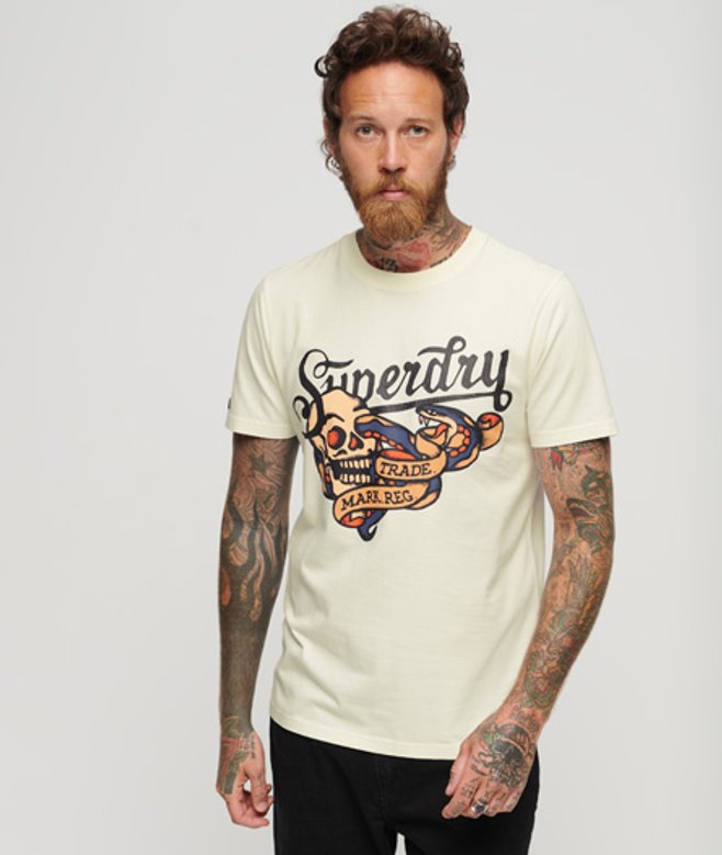 Herren T-shirt mit Tattoo-schriftzug und Grafik - Größe: L - Superdry - Modalova