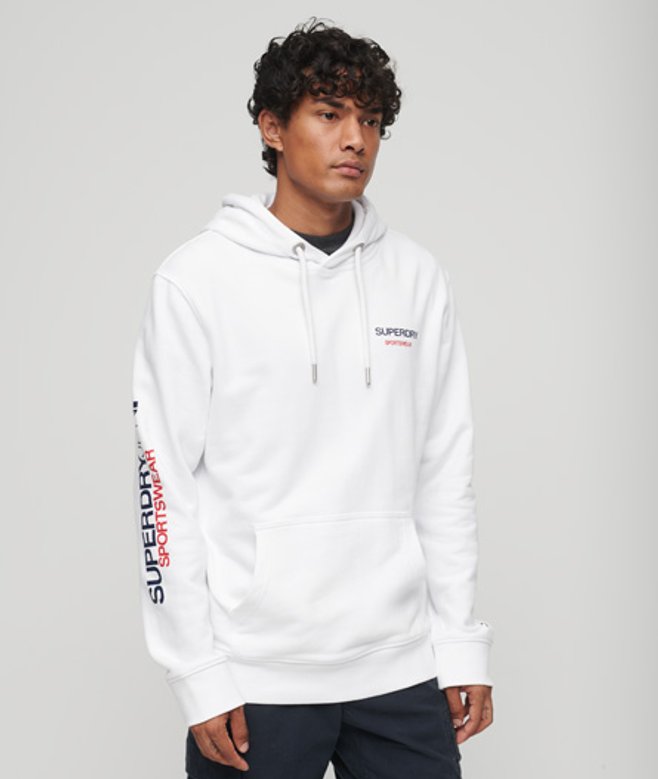 Superdry Sportswear Logo Hoodie met Losse Pasvorm Wit