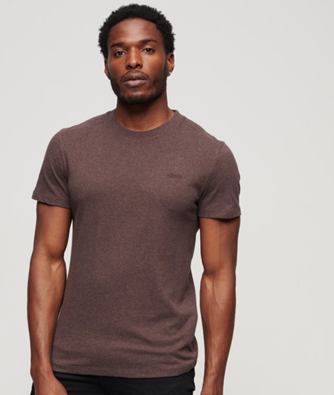 Essential T-shirt van Biologisch Katoen met Micrologo Bruin Grootte: M afbeelding