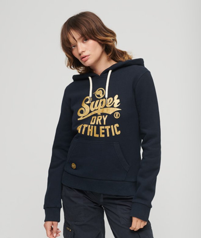 Women's Scripted College Graphic Hoodie Navy / Eclipse Navy - Size: 10 - Superdry - Modalova